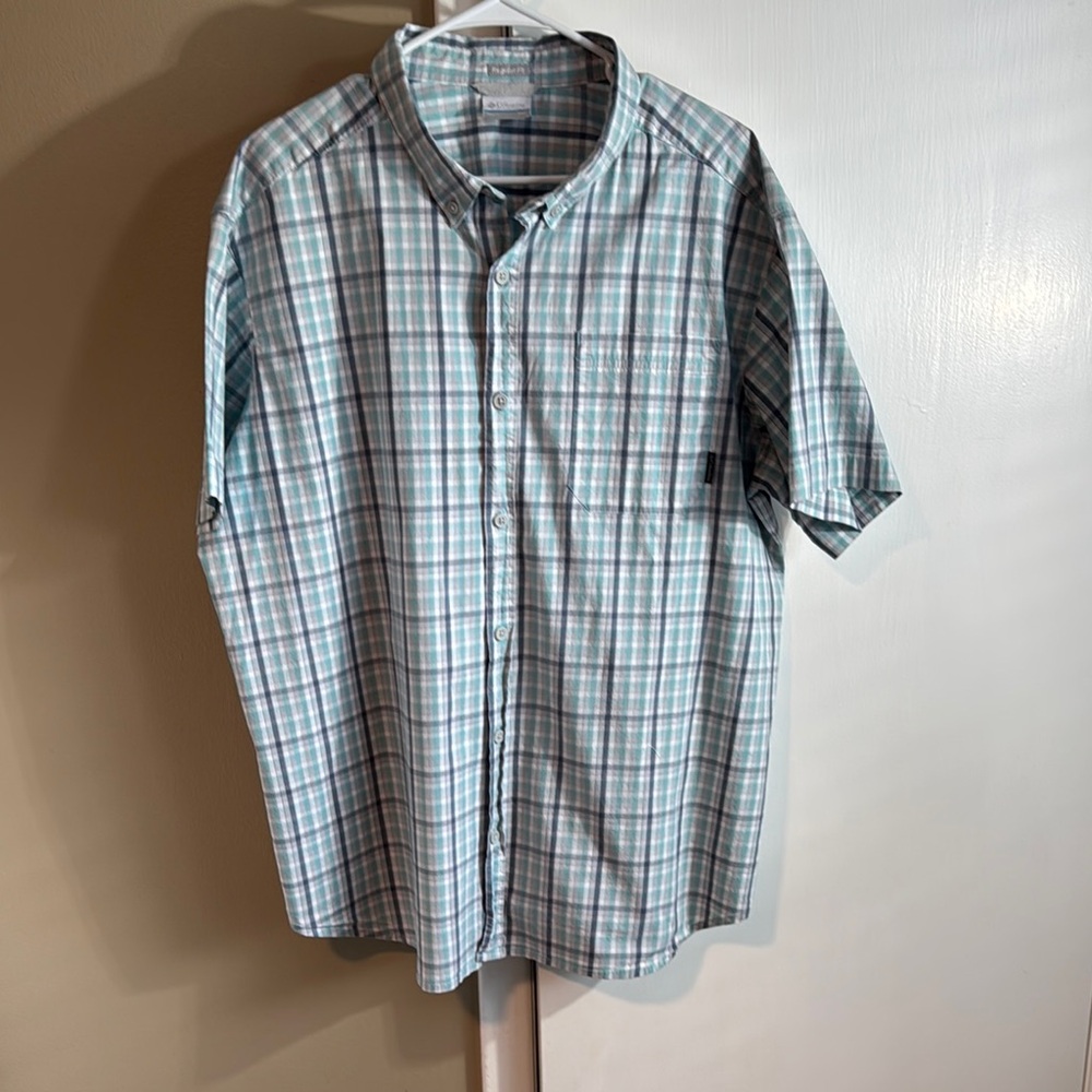 Columbia Men’s 2XL Plaid Short Sleeve Button-Up Shirt – Regular Fit